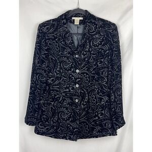 Whimsigoth Silk Blend Paisley Burnout Velvet Blazer Jacket 90s Vintage Small (8)